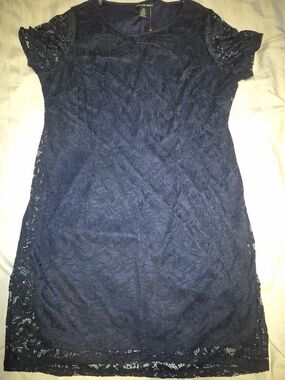 Charlotte Russe Navy Lace Overlay Shift Dress
